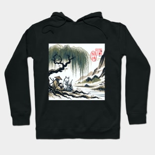 Cat Samurai and Ronin Dog Hoodie